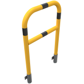 Protective bar made of steel tubing | 60 x 2.5 mm | with crossbar | for wall mounting | total width: 700 mm | hot-dip galvanized and yellow coatedwith three black reflecting stripes